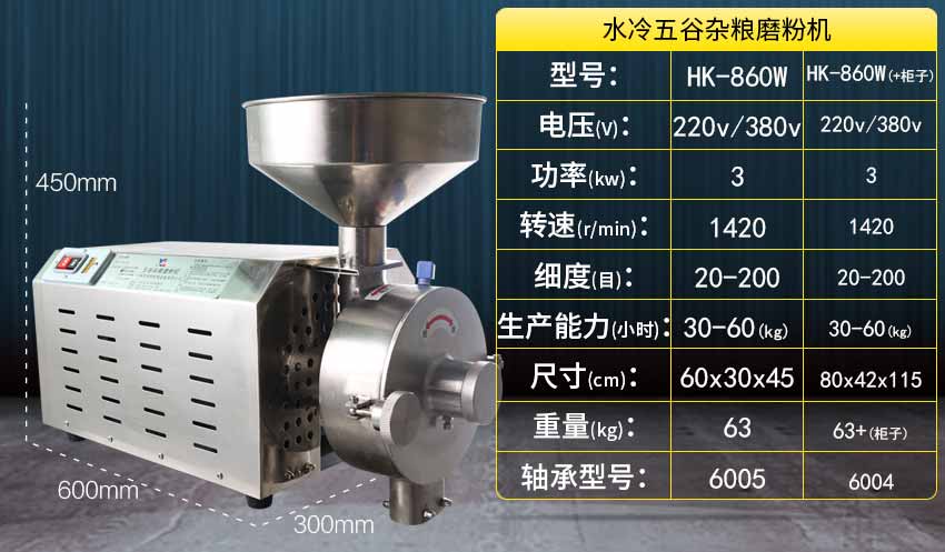 水冷式五谷雜糧磨粉機(jī)參數(shù)